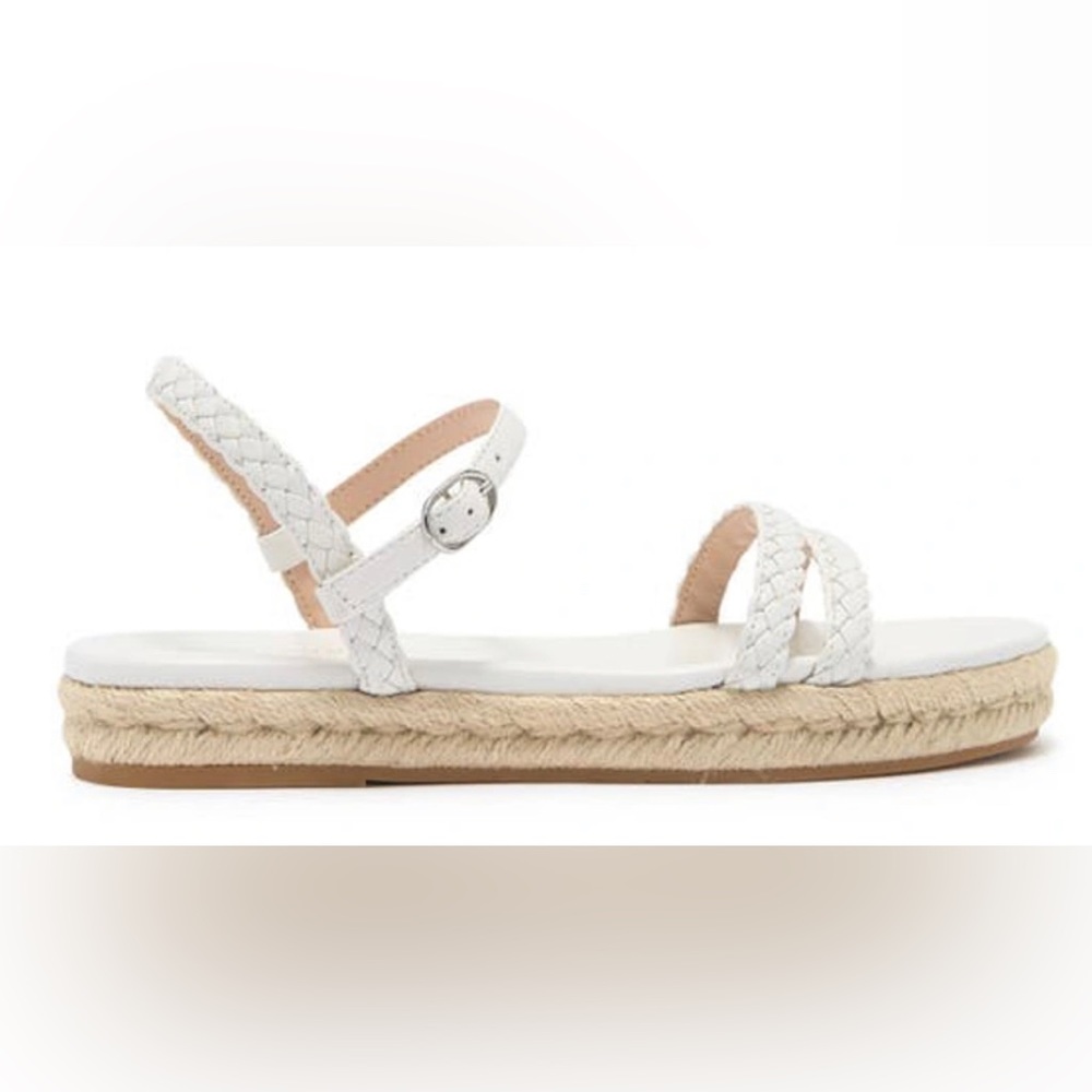 NWT MYKONOS BRAIDED STRAP ESPADRILLE FLAT IN WHITE